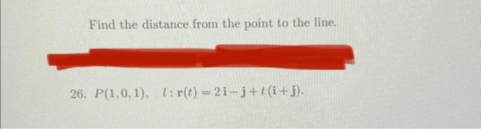 Solved Find the distance from the point to the line. | Chegg.com