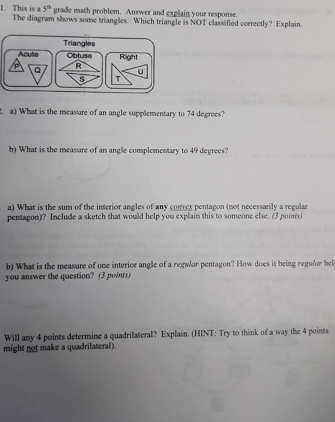 Solved 1. This is a 5th grade math problem. Answer and | Chegg.com
