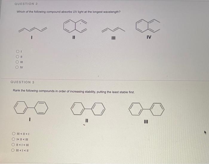 Solved Which of the following compound absorbs UV light at