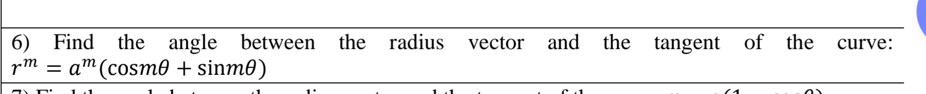 Solved Find the angle between the radius vector and the | Chegg.com