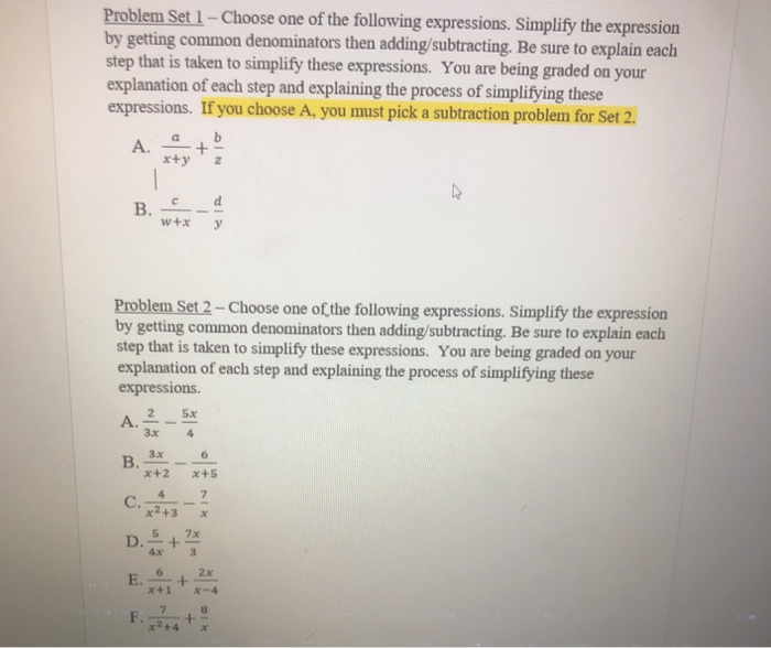 Solved Problem Set 1 - Choose one of the following | Chegg.com