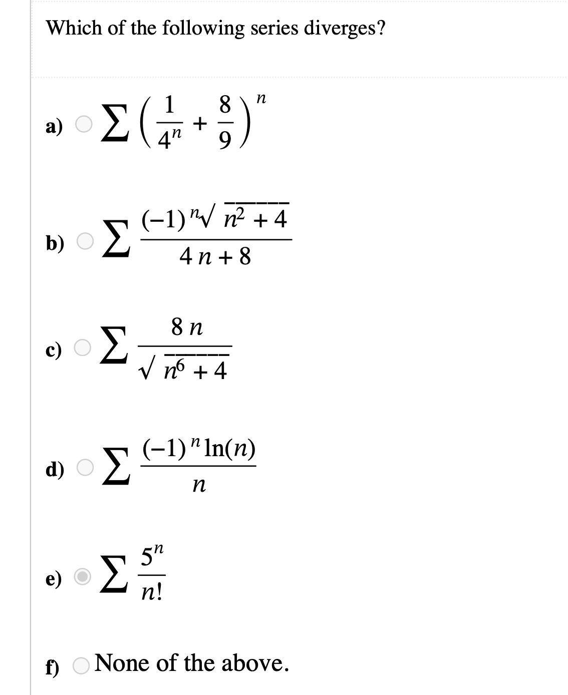 Solved Which Of The Following Series