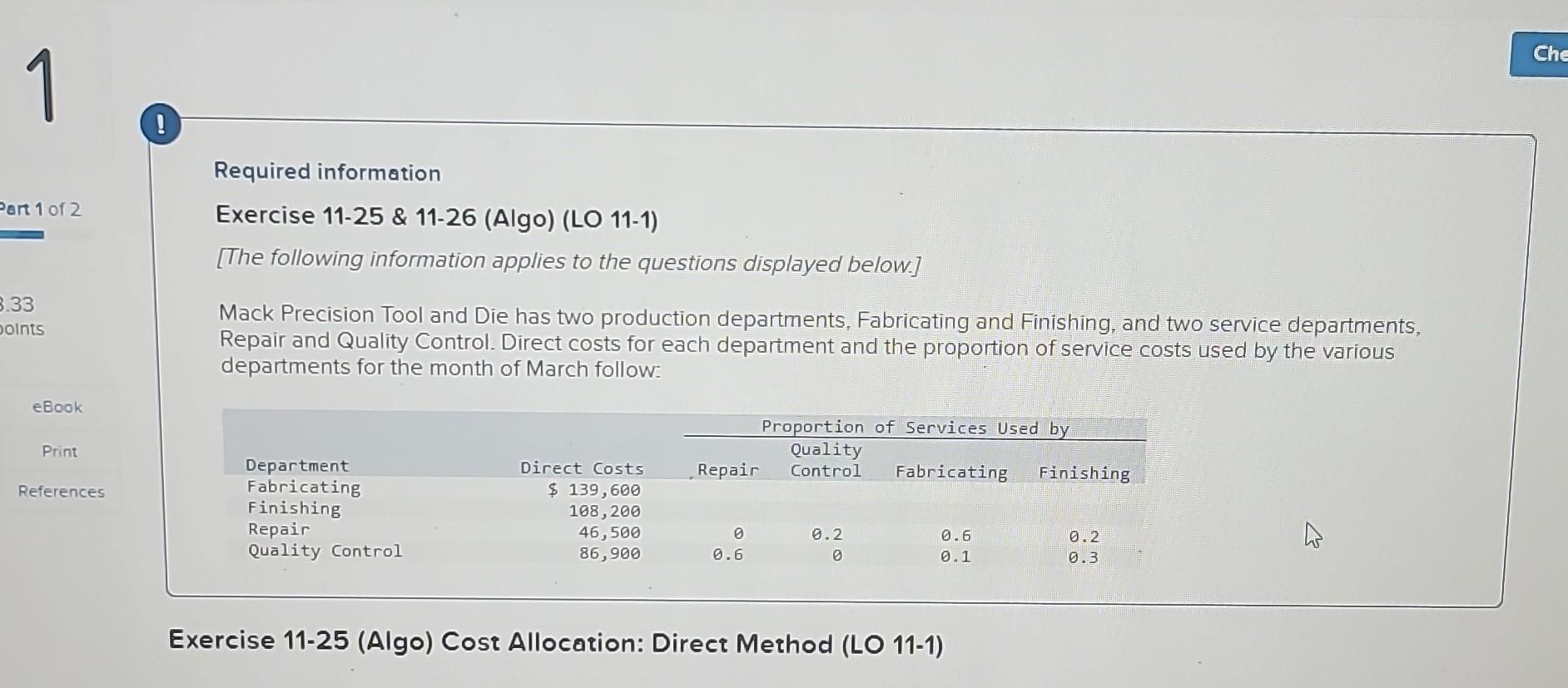 Solved Required information Exercise 11-25 \& 11-26 (Algo) | Chegg.com