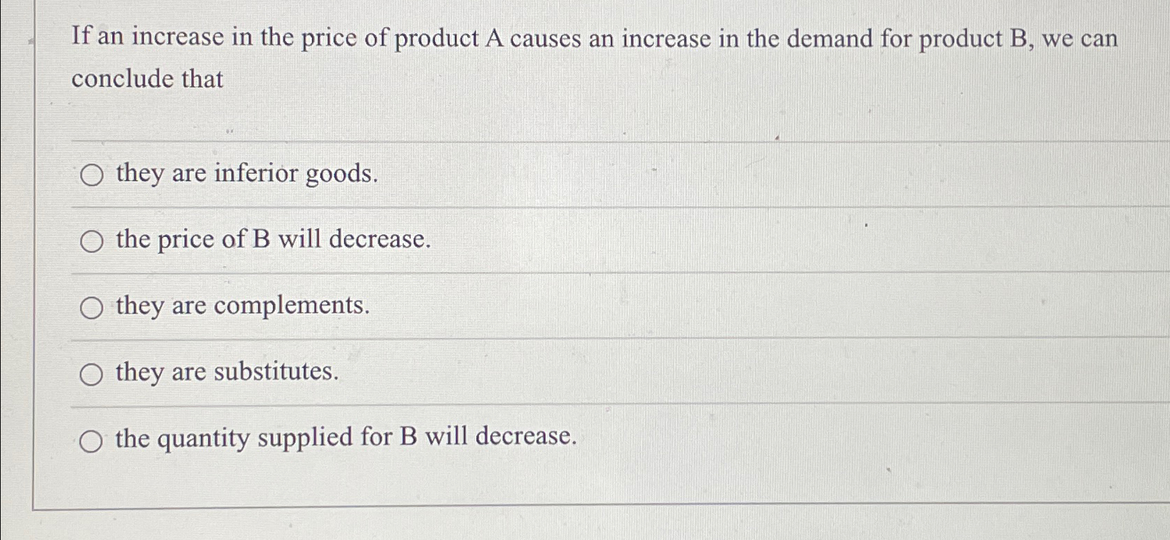 Solved If an increase in the price of product A causes an | Chegg.com