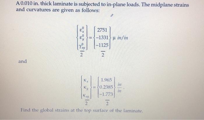 A 0.010 in. thick laminate is subjected to in-plane | Chegg.com
