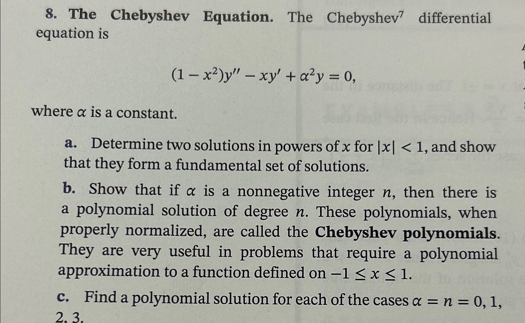 Solved The Chebyshev Equation. The Chebyshev ?7 | Chegg.com