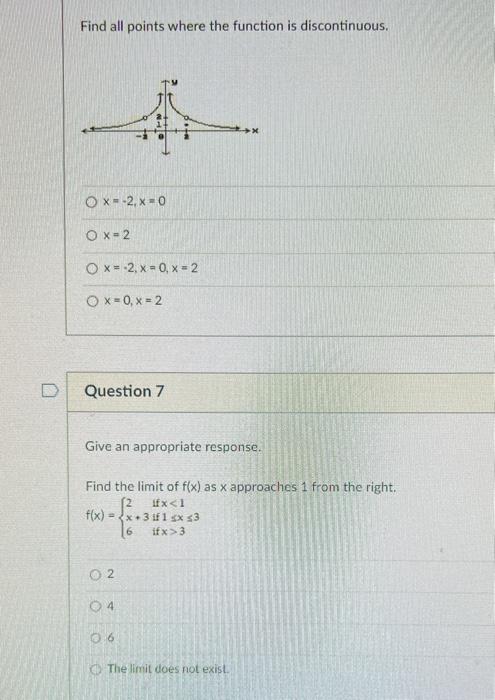 Solved Find all points where the function is discontinuous. | Chegg.com