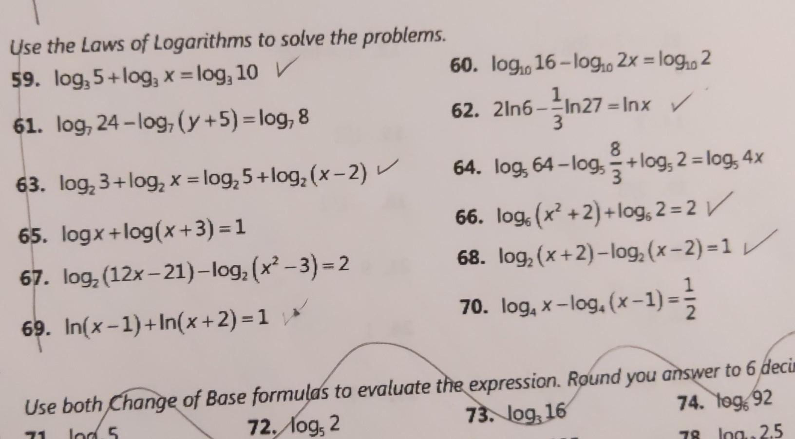 Solved 127 In Use The Laws Of Logarithms To Solve The P Chegg Com