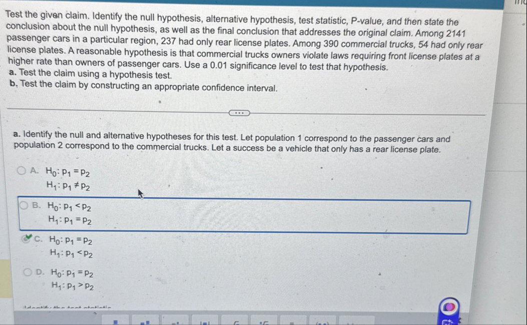 Solved Test the given claim. Identify the null hypothesis, | Chegg.com
