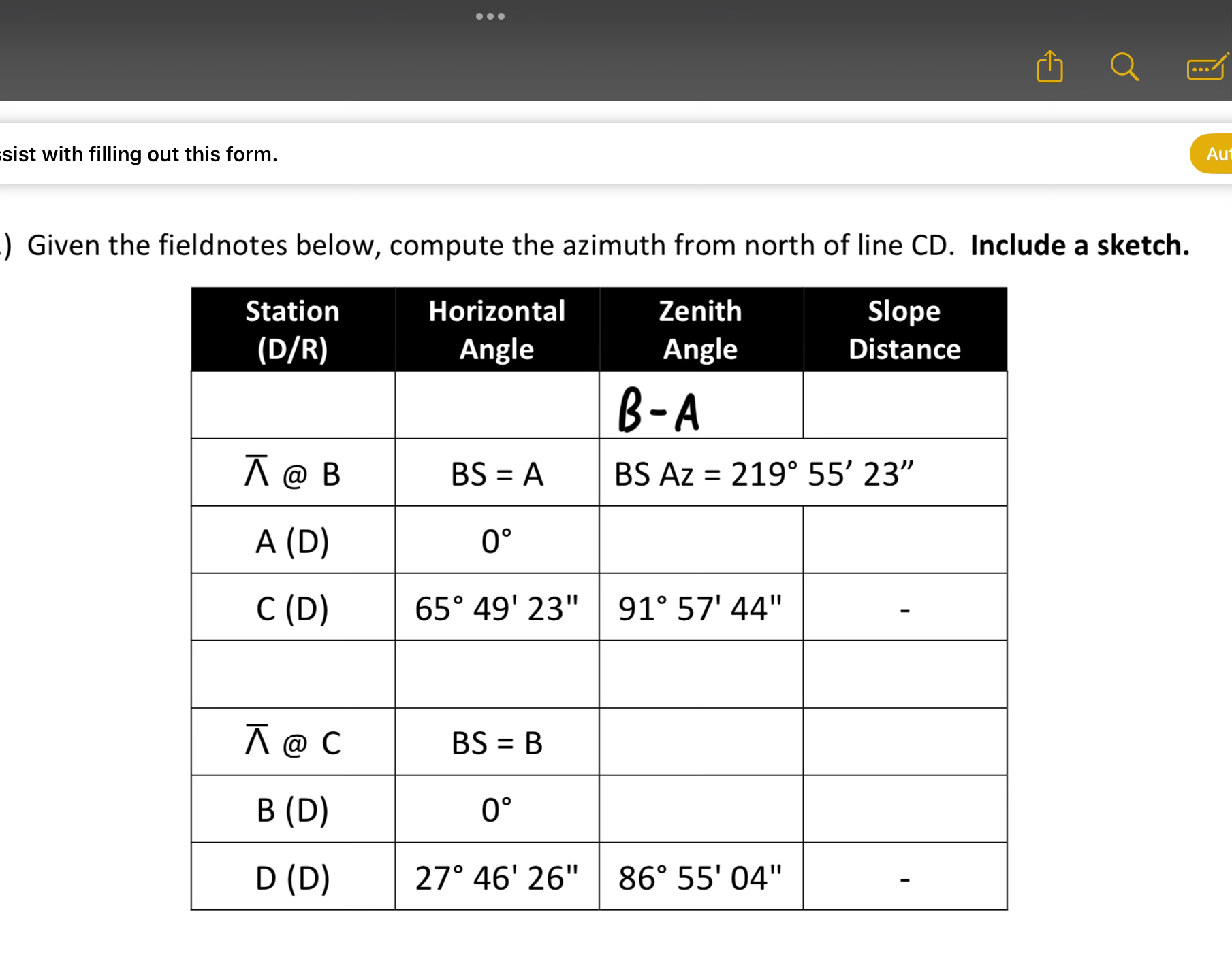 Solved Please help with calculating the azimuths and | Chegg.com