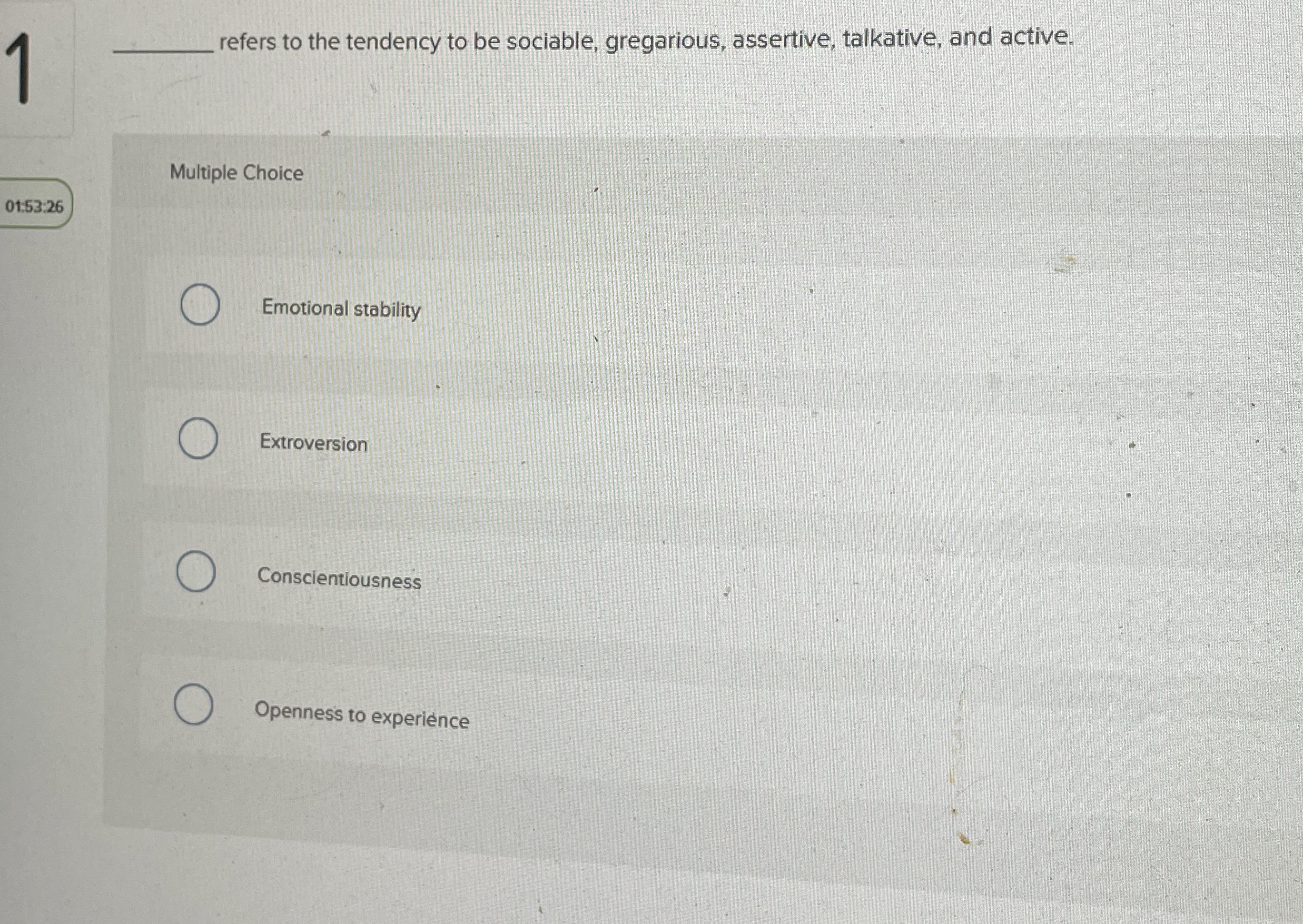 Solved 4refers to the tendency to be sociable, gregarious, | Chegg.com