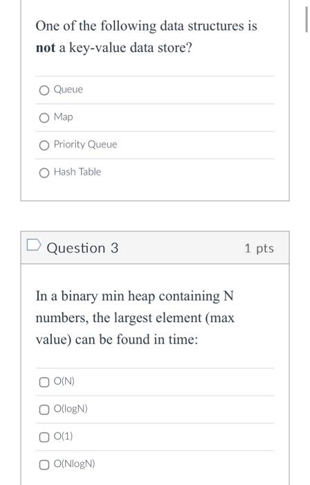 Solved One of the following data structures is not a | Chegg.com