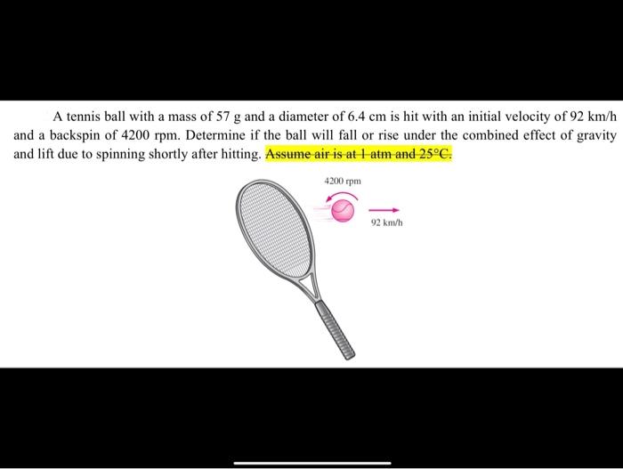 Solved A tennis ball with a mass of 57 g and a diameter of