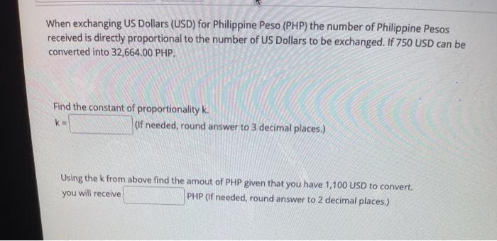 US Dollar To Philippine Peso in PHP 