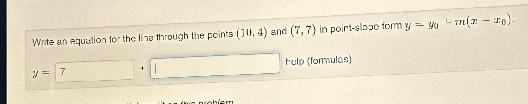 Solved Write an equation for the line through the points | Chegg.com