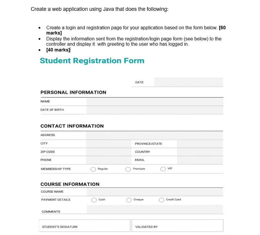Solved Create a web application using Java that does the | Chegg.com
