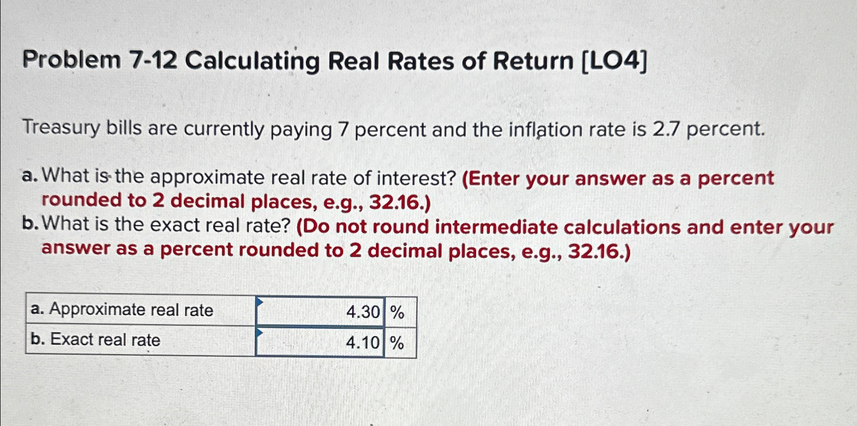 Solved Problem 7-12 ﻿Calculating Real Rates of Return | Chegg.com