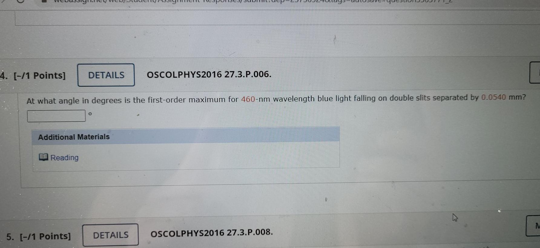 Solved [ 1 Points] Details Oscolphys2016 27 3 P 008 What