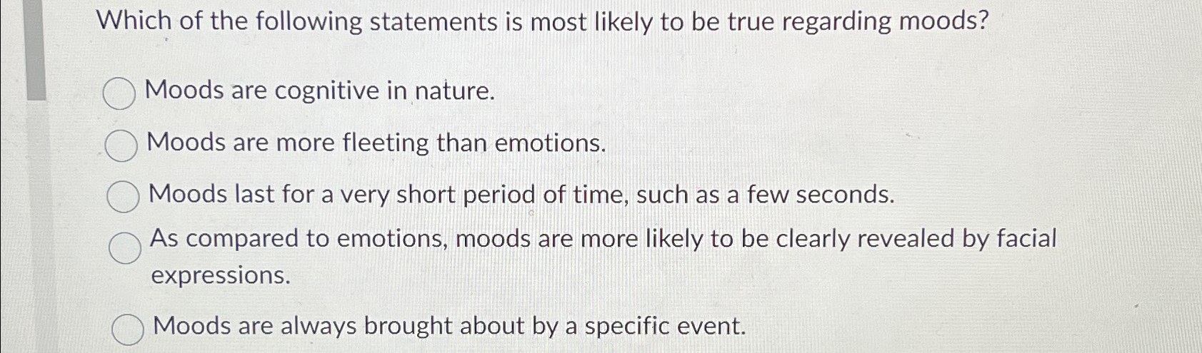Solved Which of the following statements is most likely to | Chegg.com