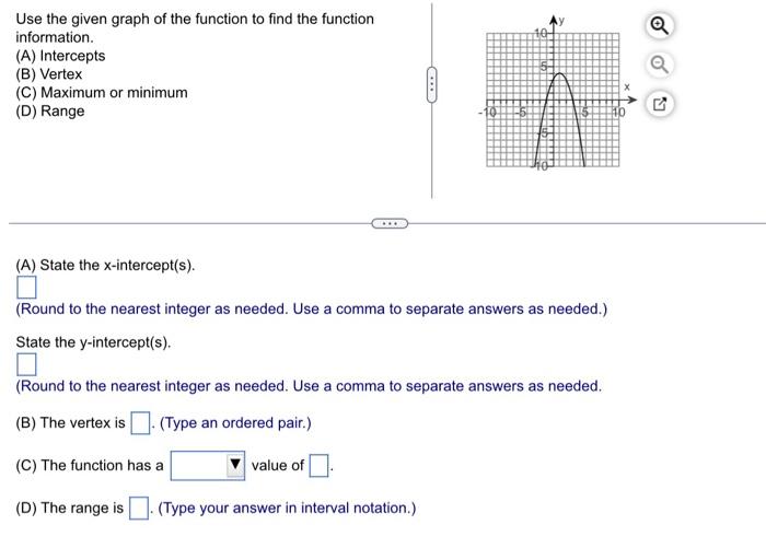Solved Use the given graph of the function to find the | Chegg.com