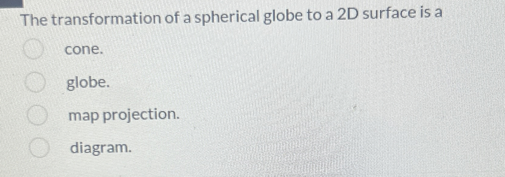 Solved The transformation of a spherical globe to a 2D | Chegg.com