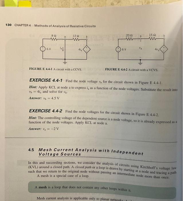 Solved 130 CHAPTER 4 Methods of Analysis of Resistive