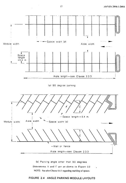 Solved (b) Parking Angle Other Than 90 Degrees Dimensions A 