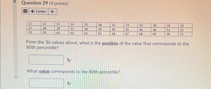 Solved From the 36 values above, what is the position of the | Chegg.com