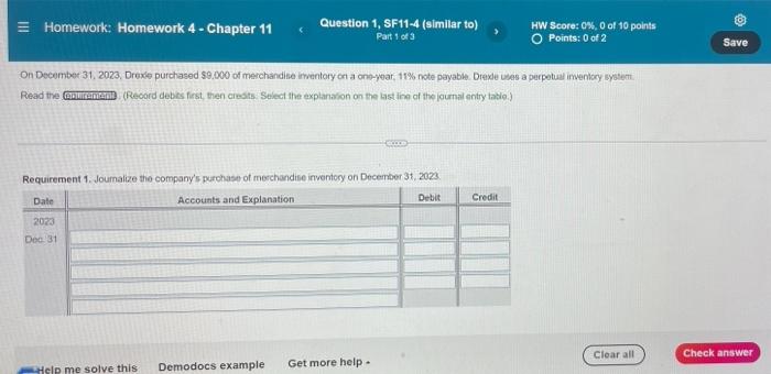 Solved Homework: Homework 4 - Chapter 11 Question 1, SF11-4 | Chegg.com