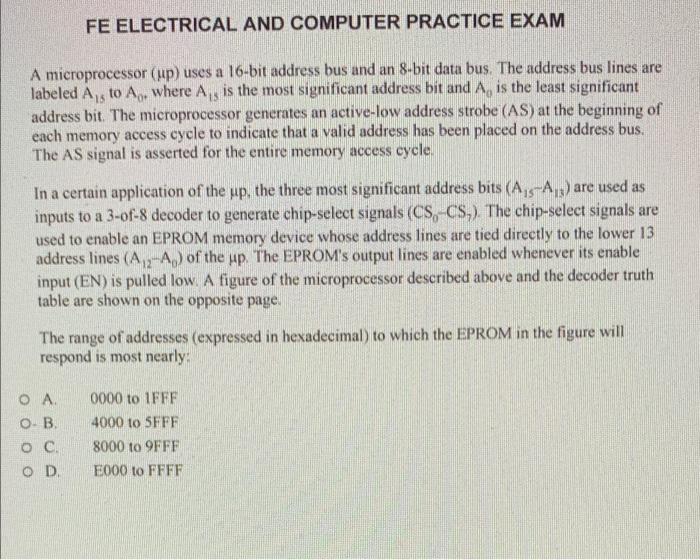 Solved FE ELECTRICAL AND COMPUTER PRACTICE EXAM A | Chegg.com