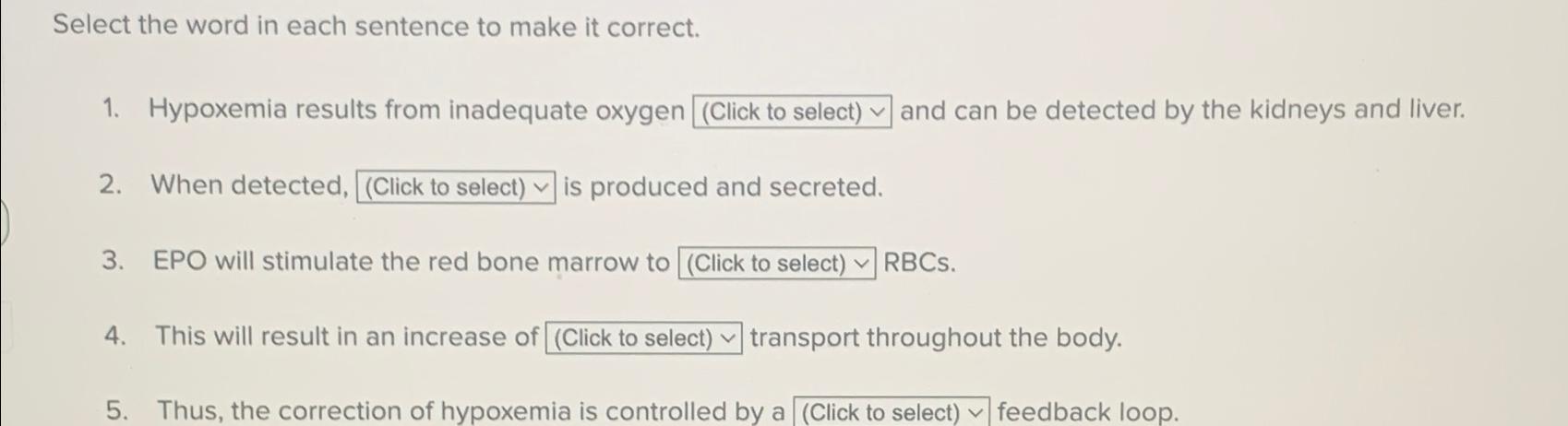 Solved Select the word in each sentence to make it | Chegg.com