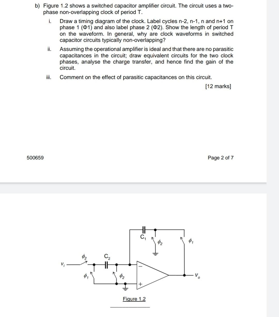 Solved b) Figure 1.2 shows a switched capacitor amplifier | Chegg.com