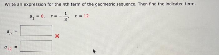 Solved Write an expression for the nth term of the geometric | Chegg.com
