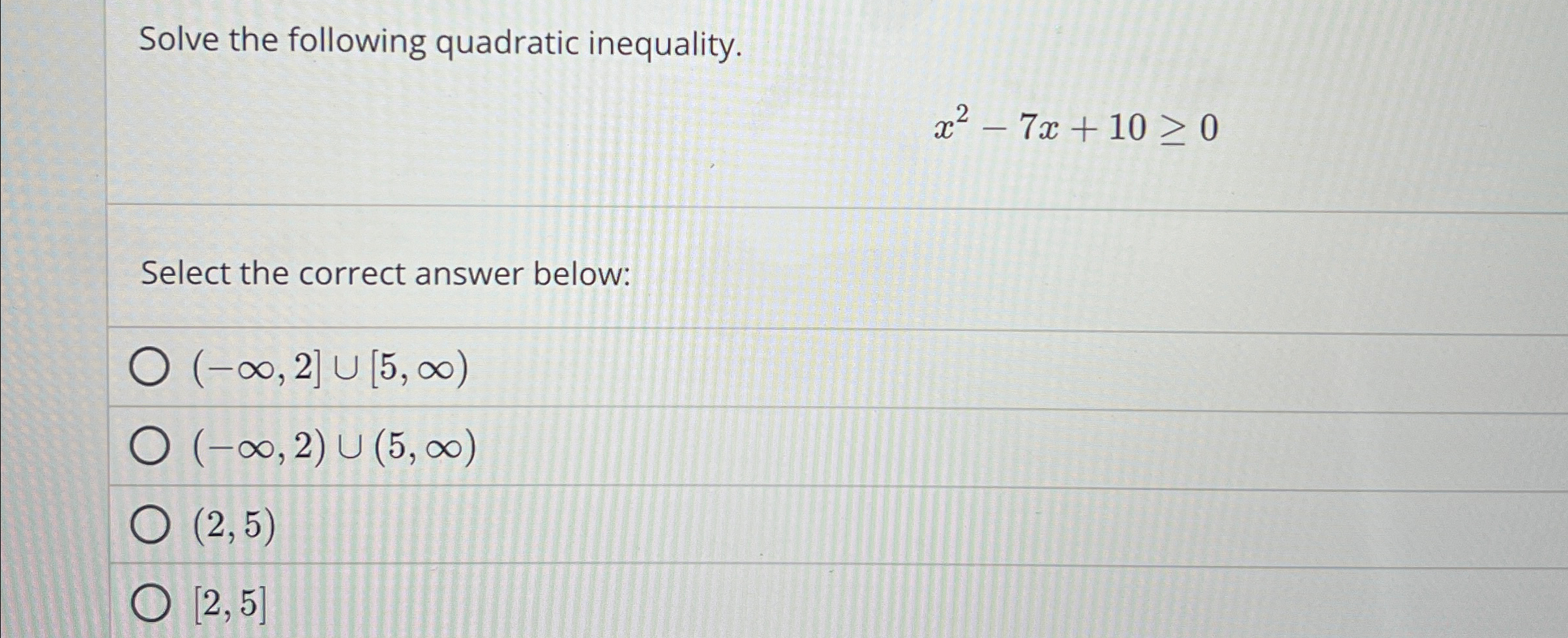 Solved Solve the following quadratic | Chegg.com