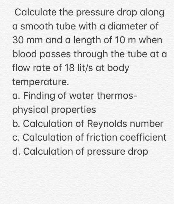 Solved Calculate the pressure drop along a smooth tube with | Chegg.com