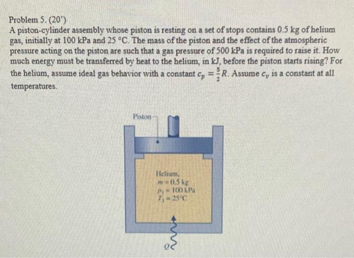 Solved Problem 5. (20') A piston-cylinder assembly whose | Chegg.com