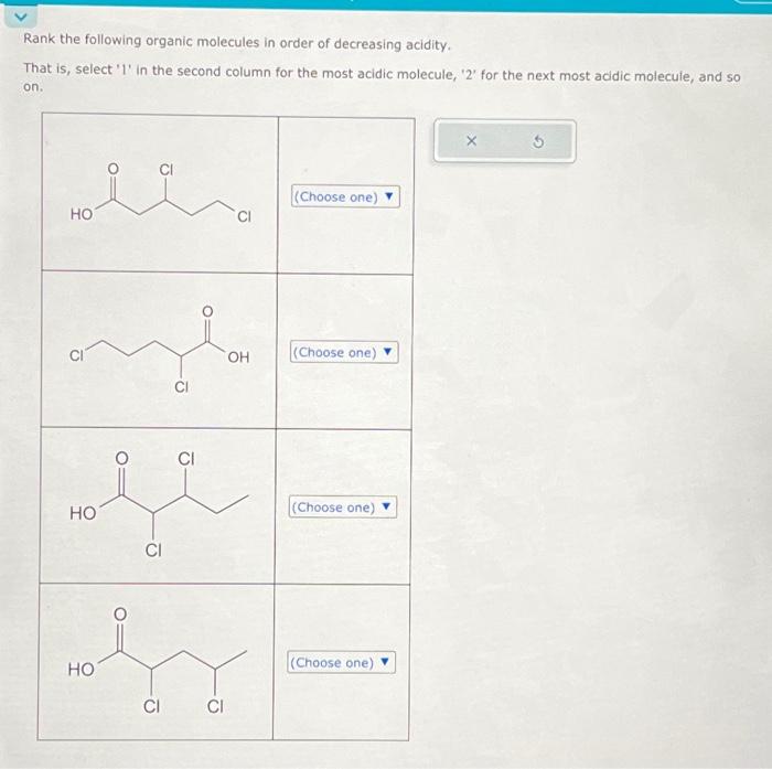 Solved Rank the following organic molecules in order of | Chegg.com