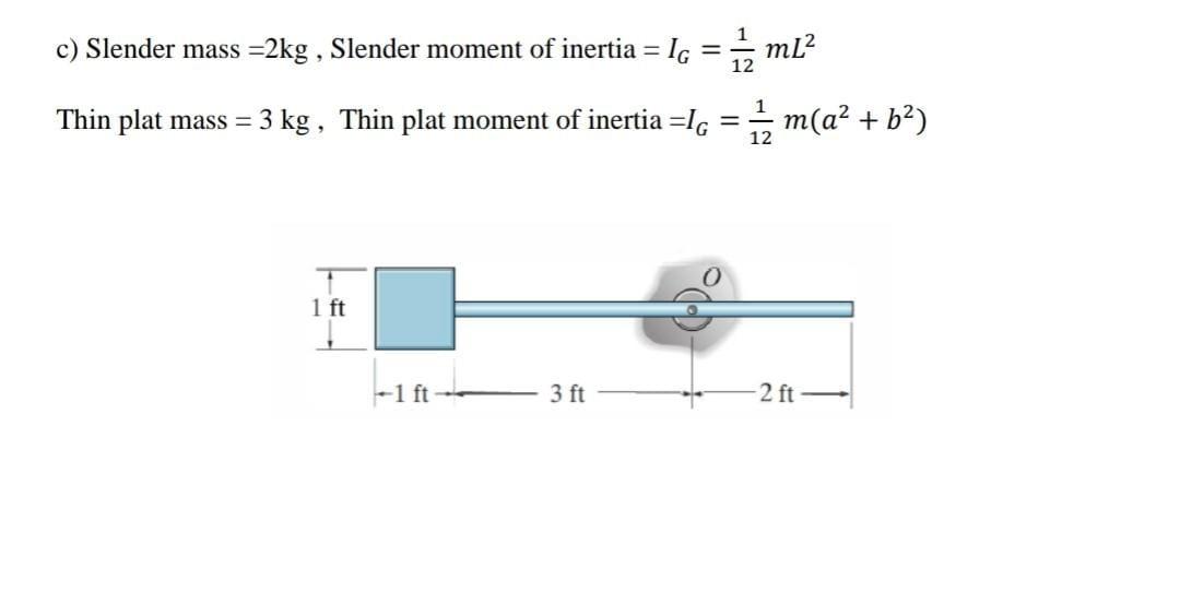 Solved c) Slender mass =2 kg, Slender moment of inertia | Chegg.com
