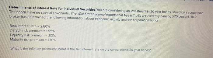 Solved Determinants Of Interest Rate For Individual | Chegg.com