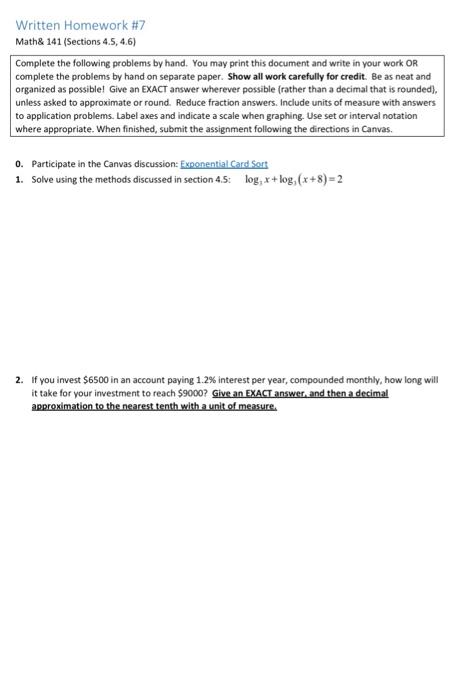 Solved Complete the following problems by hand. You may | Chegg.com