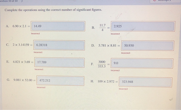 Solved estion 10 of 10 Complete the operations using the | Chegg.com