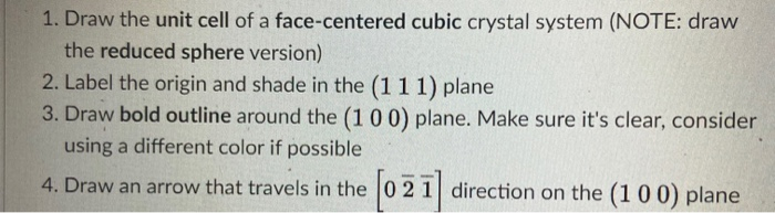 Solved 1. Draw the unit cell of a face-centered cubic | Chegg.com