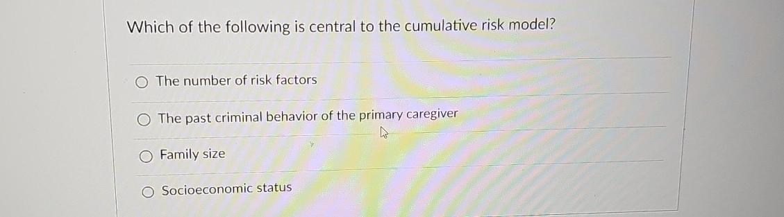 Solved Which of the following is central to the cumulative | Chegg.com
