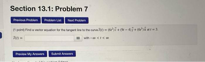 Solved Section 13.1: Problem 7 7 Previous Problem Problem | Chegg.com