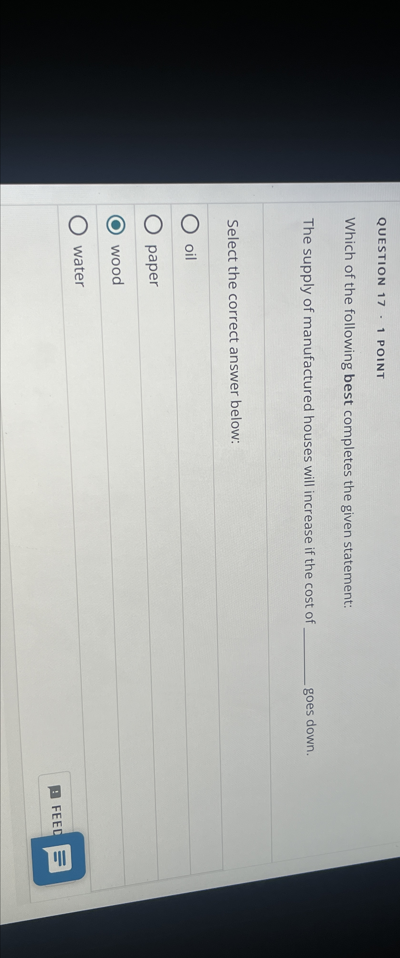 Solved QUESTION 17 - 1 ﻿POINTWhich of the following best | Chegg.com