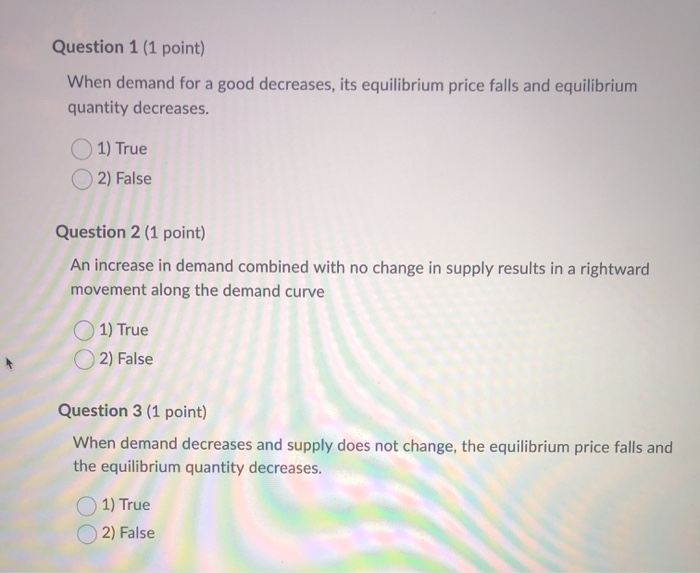 Solved Question 1 (1 point) When demand for a good | Chegg.com