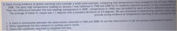 Solved I5 there strong evidence of global warming? Let's | Chegg.com