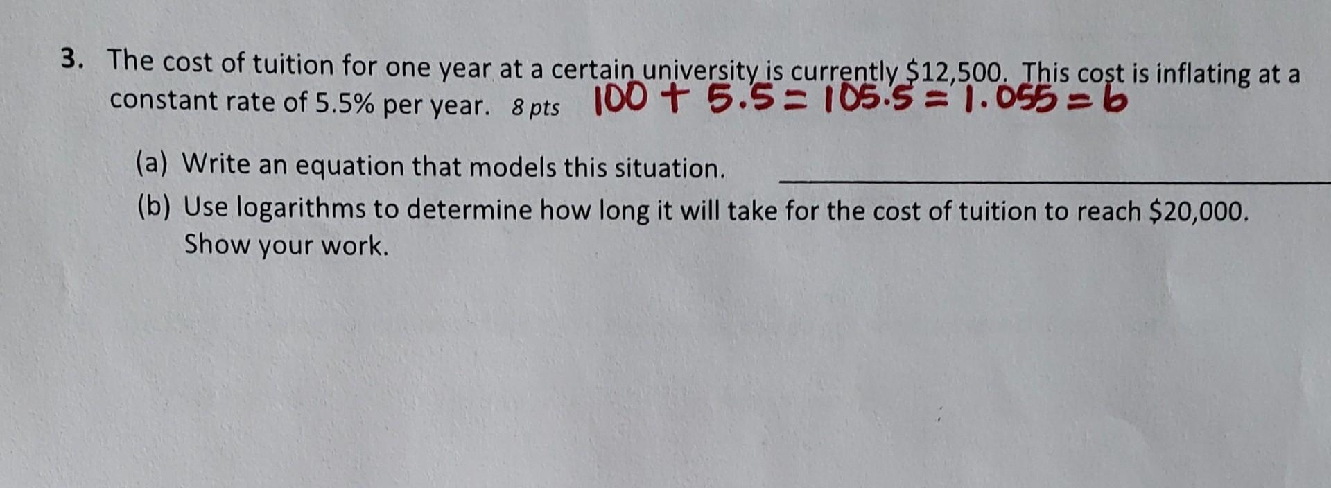Solved 3 The Cost Of Tuition For One Year At A Certain Chegg Solved 3 The Cost Of Tuition For One Year At A Certain Chegg
