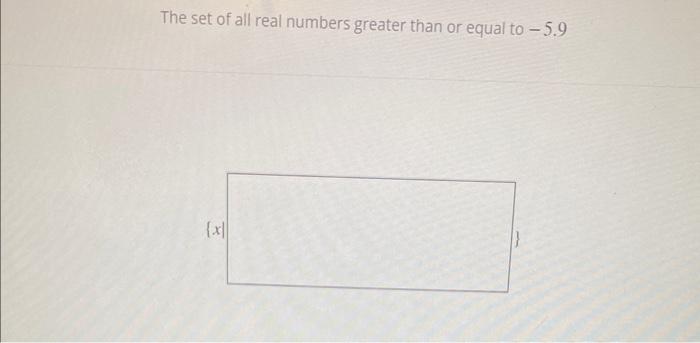 Solved The set of all real numbers greater than or equal to | Chegg.com