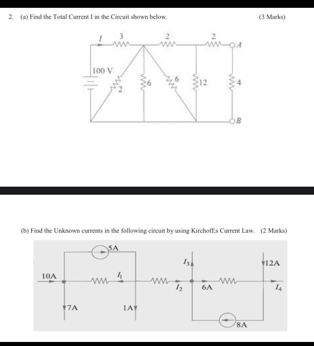 Solved 2. (a) Find the Total Current I in the Circuit shown | Chegg.com